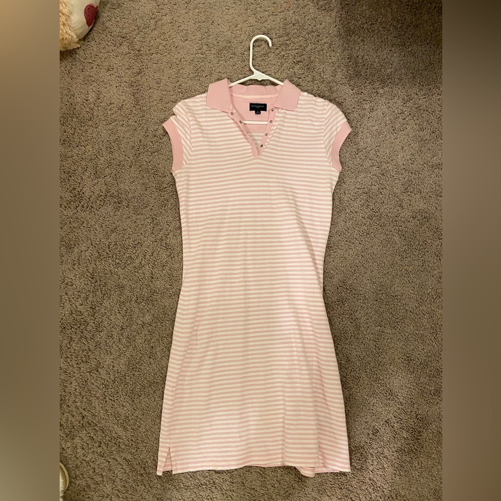 pink and white burberry dress